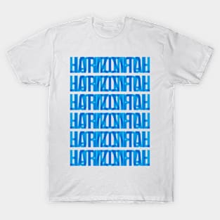 Horizontal Typography Stack (Cyan Blue) T-Shirt